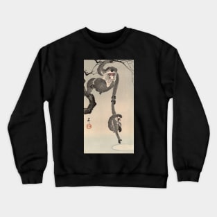 Monkey and Moon by Ohara Koson Crewneck Sweatshirt